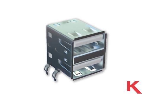 Picture of USB 2.0 Type A Socket Dual Stacking